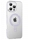 Mey İthalat®   iPhone 16 Pro Max Move Taşlı Magsafe Kapak - Lila