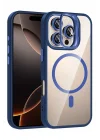 Mey İthalat®   iPhone 16 Pro Max Remim Lensli Magsafe Standlı Kapak - Lacivert