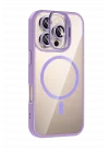Mey İthalat®   iPhone 16 Pro Max Remim Lensli Magsafe Standlı Kapak - Lila