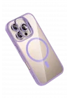 Mey İthalat®   iPhone 16 Pro Max Remim Lensli Magsafe Standlı Kapak - Lila