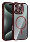 Mey İthalat®   iPhone 16 Pro Remim Lensli Magsafe Standlı Kapak - Bordo