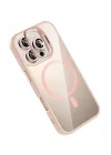 Mey İthalat®   iPhone 16 Pro Remim Lensli Magsafe Standlı Kapak - Pembe