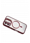 Mey İthalat®   iPhone 16 Remim Lensli Magsafe Standlı Kapak - Bordo