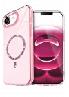 Mey İthalat®  Apple iPhone 16E Live Diamond Magsafe Kapak - Pembe