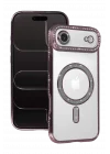 Mey İthalat®  Apple iPhone 17 Air Joke Simli Magneticsafe Kılıf - Pembe