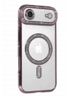 Mey İthalat®  Apple iPhone 17 Air Joke Simli Magneticsafe Kılıf - Pembe