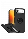 Mey İthalat®   iPhone 17 Air Montreal Yüzüklü Silikon Kapak - Siyah