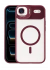 Mey İthalat®   iPhone 17 Air Remim Lensli Magsafe Standlı Kapak - Bordo