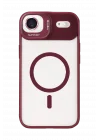 Mey İthalat®   iPhone 17 Air Remim Lensli Magsafe Standlı Kapak - Bordo