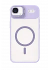 Mey İthalat®   iPhone 17 Air Remim Lensli Magsafe Standlı Kapak - Lila