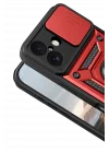 Mey İthalat®   iPhone 17 Pars Lens Yüzüklü Silikon - Kırmızı