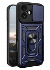Mey İthalat®   iPhone 17 Pars Lens Yüzüklü Silikon - Lacivert