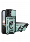 Mey İthalat®   iPhone 17 Pars Lens Yüzüklü Silikon - Yeşil