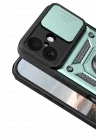 Mey İthalat®   iPhone 17 Pars Lens Yüzüklü Silikon - Yeşil