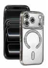 Mey İthalat®   iPhone 17 Pro Joke Simli Magneticsafe Kılıf - Gümüş