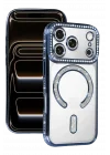 Mey İthalat®   iPhone 17 Pro Joke Simli Magneticsafe Kılıf - Mavi