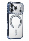 Mey İthalat®   iPhone 17 Pro Joke Simli Magneticsafe Kılıf - Mavi