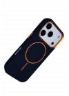 Mey İthalat®   iPhone 17 Pro Luno Deri Magsafe Kapak - Mavi