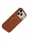 Mey İthalat®  Apple iPhone 17 Pro Max Luno Deri Magsafe Kapak - Kahverengi