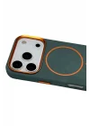 Mey İthalat®   iPhone 17 Pro Max Luno Deri Magsafe Kapak - Yeşil