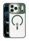 Mey İthalat®   iPhone 17 Pro Max Remim Lensli Magsafe Standlı Kapak - Koyu Yeşil