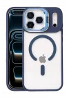 Mey İthalat®   iPhone 17 Pro Max Remim Lensli Magsafe Standlı Kapak - Lacivert