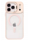 Mey İthalat®   iPhone 17 Pro Max Remim Lensli Magsafe Standlı Kapak - Pembe
