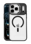 Mey İthalat®   iPhone 17 Pro Max Remim Lensli Magsafe Standlı Kapak - Siyah