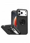 Mey İthalat®   iPhone 17 Pro Montreal Yüzüklü Silikon Kapak - Siyah