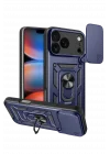 Mey İthalat®   iPhone 17 Pro Pars Lens Yüzüklü Silikon - Lacivert