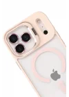 Mey İthalat®   iPhone 17 Pro Remim Lensli Magsafe Standlı Kapak - Pembe