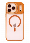 Mey İthalat®   iPhone 17 Pro Remim Lensli Magsafe Standlı Kapak - Turuncu