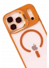 Mey İthalat®   iPhone 17 Pro Remim Lensli Magsafe Standlı Kapak - Turuncu