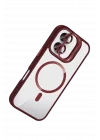 Mey İthalat®   iPhone 17 Remim Lensli Magsafe Standlı Kapak - Bordo