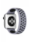 Mey İthalat®  Apple Watch 38mm Ayarlı Delikli Silikon Kordon - Gri-Siyah