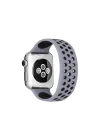 Mey İthalat®  Apple Watch 38mm Ayarlı Delikli Silikon Kordon - Gri-Siyah