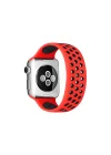 Mey İthalat®  Apple Watch 38mm Ayarlı Delikli Silikon Kordon - Kırmızı-Siyah