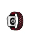 Mey İthalat®  Apple Watch 38mm Ayarlı Delikli Silikon Kordon - Siyah-Kırmızı