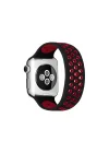 Mey İthalat®  Apple Watch 38mm Ayarlı Delikli Silikon Kordon - Siyah-Kırmızı
