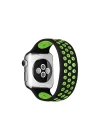 Mey İthalat®  Apple Watch 38mm Ayarlı Delikli Silikon Kordon - Siyah-Yeşil