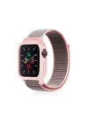 Mey İthalat®  Apple Watch 38mm Hasırlı Cırtcırtlı Kasalı Kordon - Pembe