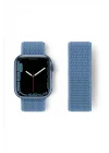 Mey İthalat®  Apple Watch 38mm Hasırlı Cırtcırtlı Kordon - Mavi