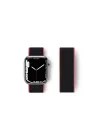 Mey İthalat®  Apple Watch 38mm Hasırlı Cırtcırtlı Kordon - Pembe-Siyah