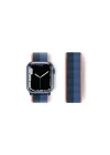 Mey İthalat®  Apple Watch 38mm Hasırlı Cırtcırtlı Kordon - Siyah-Mavi