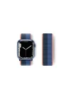 Mey İthalat®  Apple Watch 38mm Hasırlı Cırtcırtlı Kordon - Siyah-Mavi