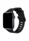 Mey İthalat®  Apple Watch 38mm KR408 Çizgili Silikon Kordon - Siyah