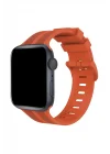 Mey İthalat®  Apple Watch 38mm KR408 Çizgili Silikon Kordon - Turuncu