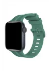 Mey İthalat®  Apple Watch 38mm KR408 Çizgili Silikon Kordon - Yeşil