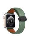 Mey İthalat®  Apple Watch 38mm KR414 Daks Deri Kordon - Koyu Yeşil