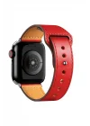 Mey İthalat®  Apple Watch 38mm KR415 Luaz Deri Kordon - Kırmızı